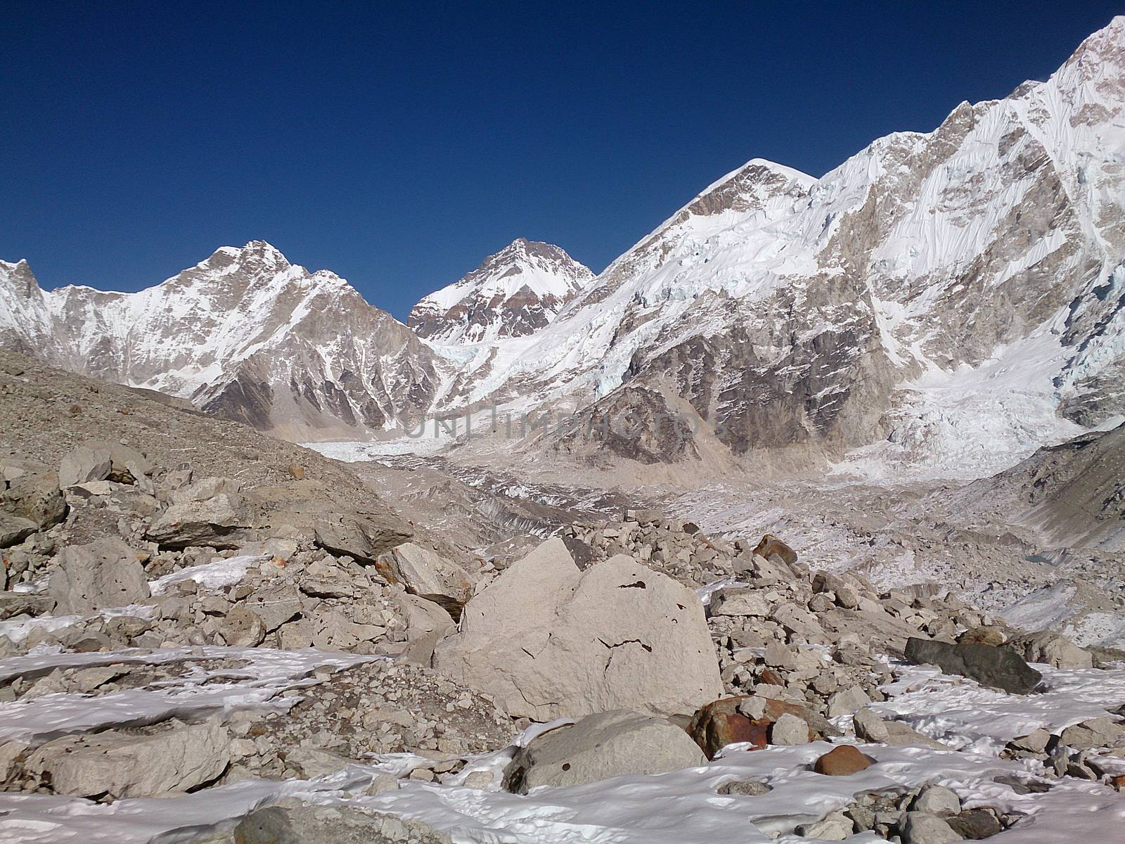 valley in high mountains in nepal