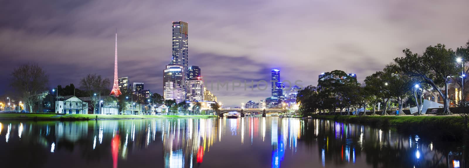 Skycrapers along the Yarra River in Melbourne by ymgerman