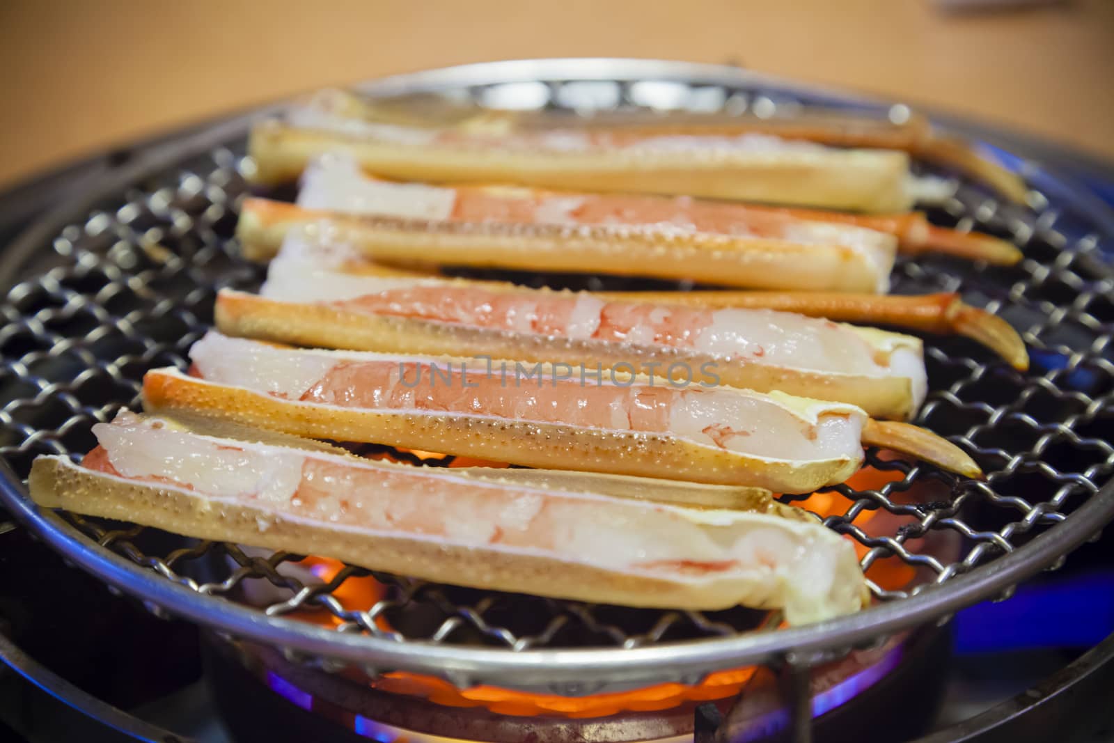 Barbeque crab legs in a Japanese restaurant