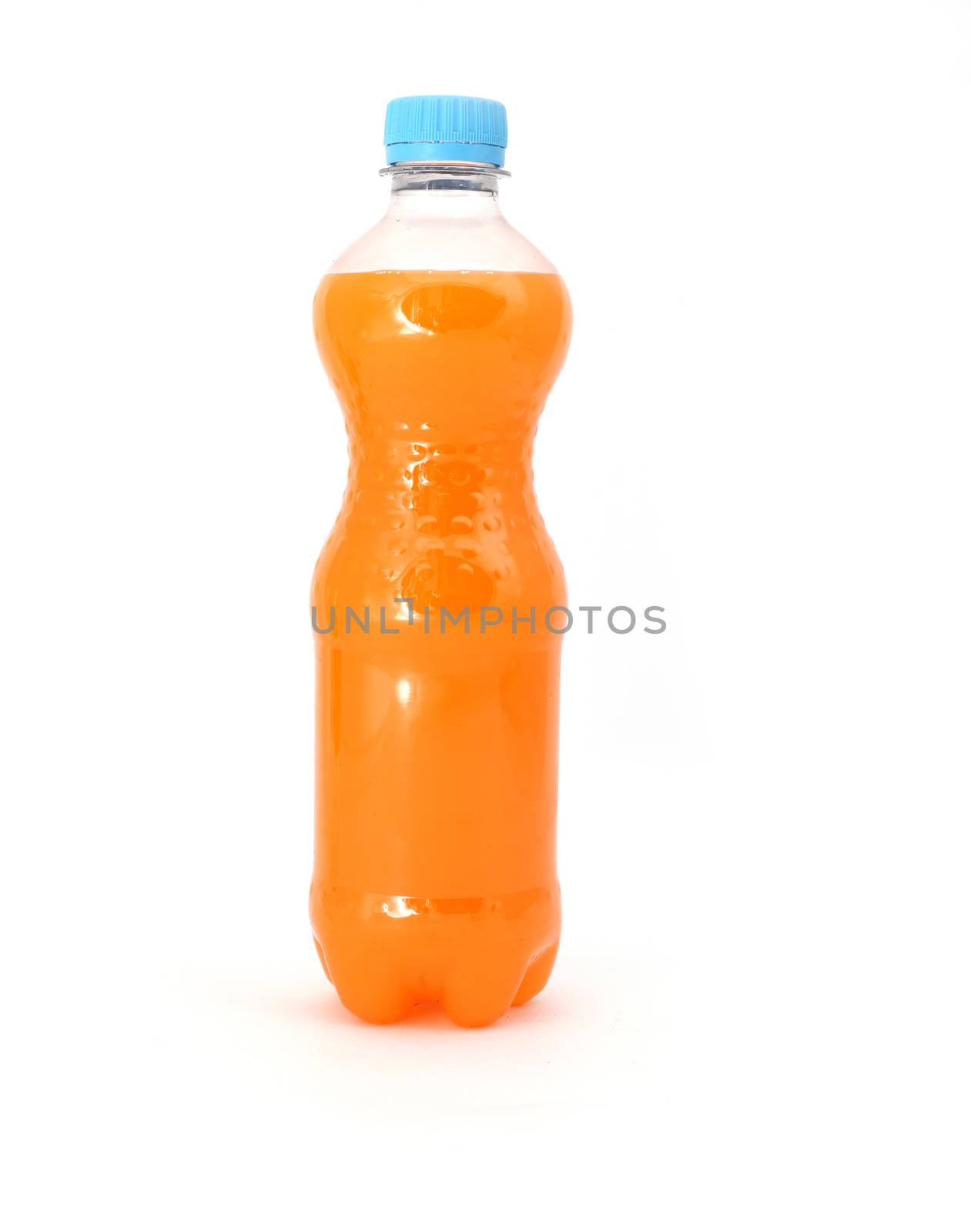 Orange sweet water in a plastic bottle