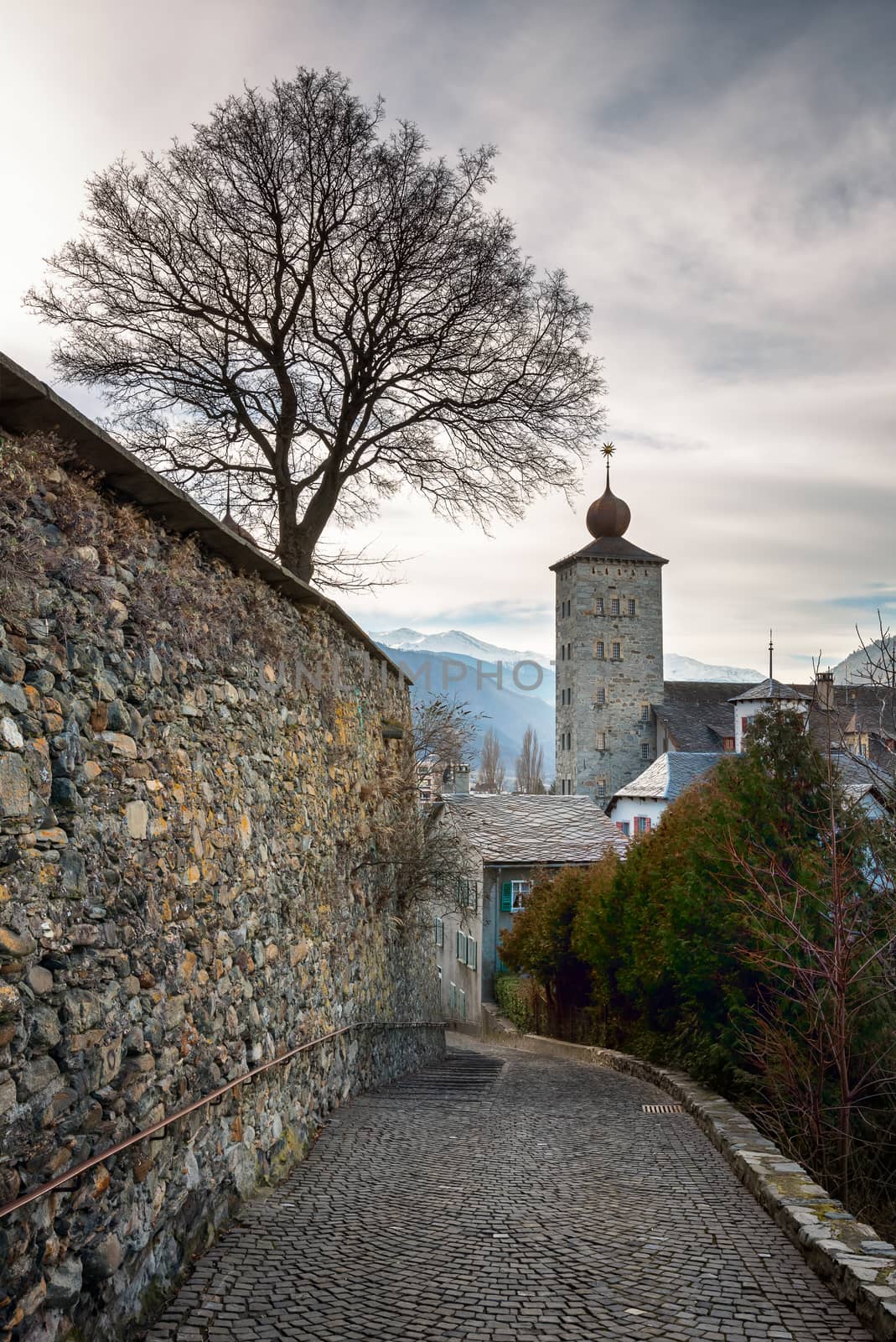 Stockalper Citadel and Defence  Wall in Brig, Switzerland by anshar