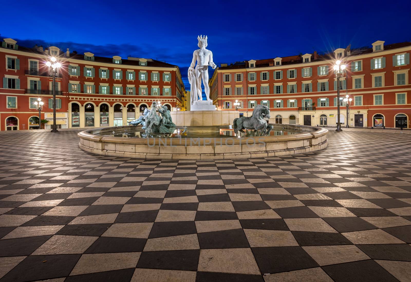 Place Massena and Fountain du Soleil at Dawn, Nice, France