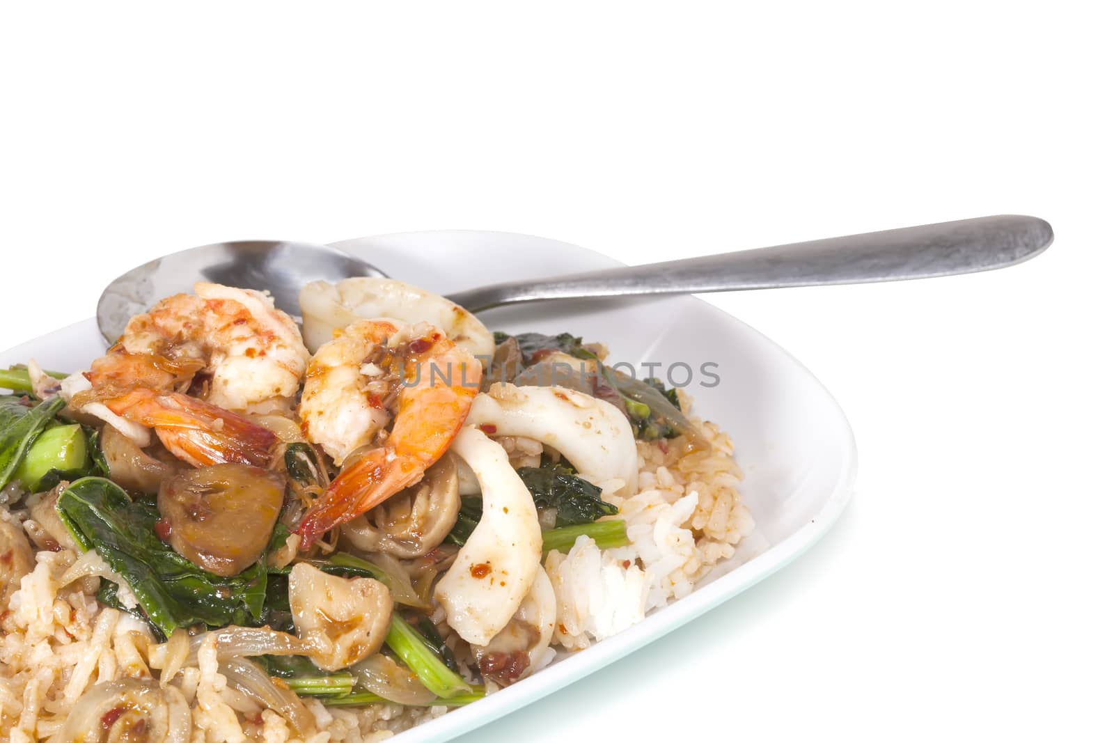 sea food  Thai's fire rice on isolate
