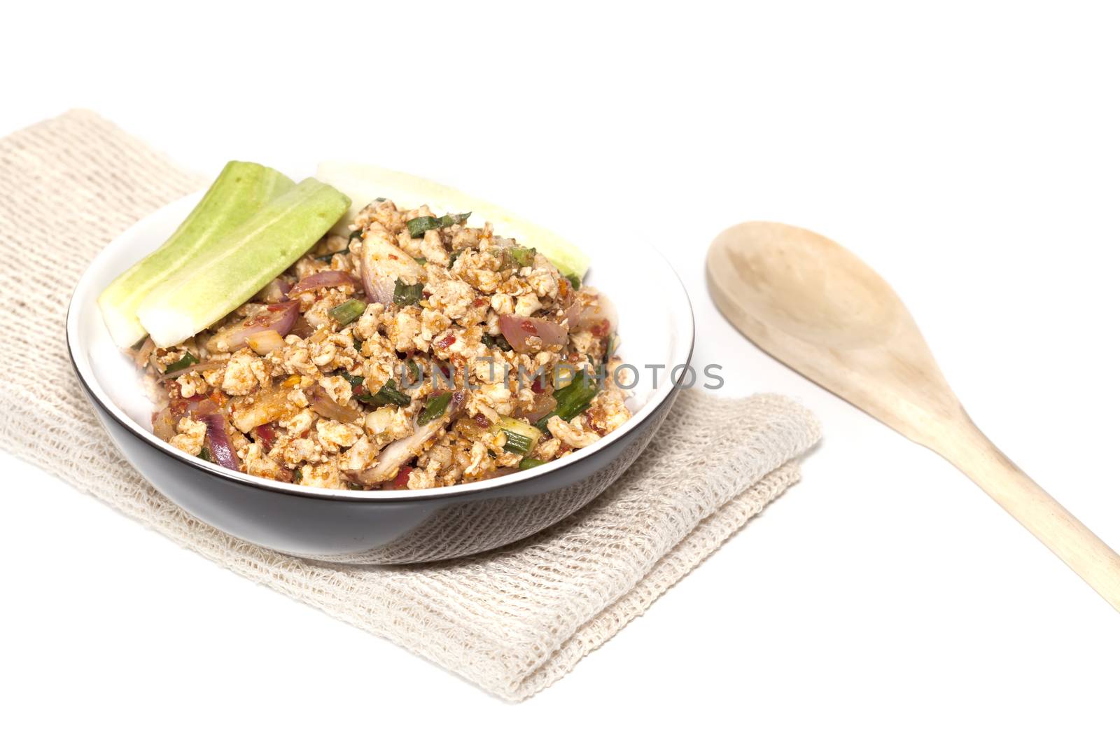 Spicy Chicken  (Larb Chicken salad)Traditional Thai food