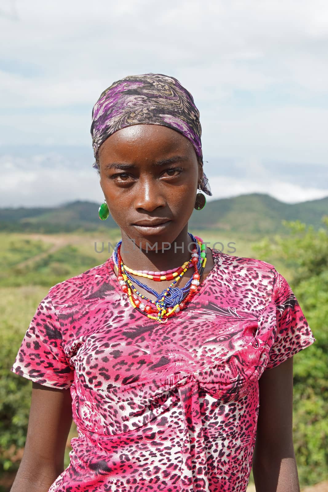 YABELO, ETHIOPIA - NOVEMBER 22, 2014: Portrait of a young Ethiopian woman on November 22, 2014 in Yabelo, Ethiopia, Africa