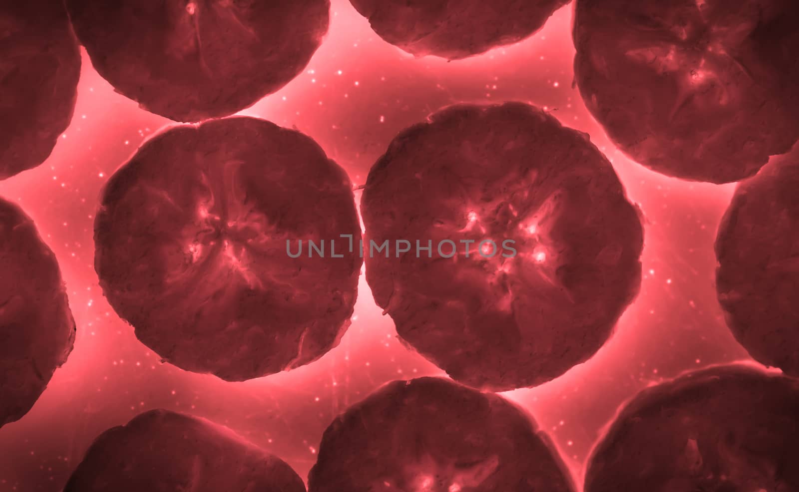 Computer-generated image of red cells at microscopic level