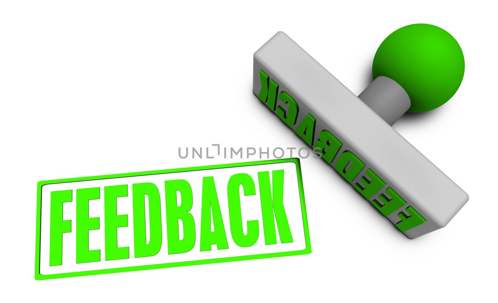 Feedback Stamp or Chop on Paper Concept in 3d
