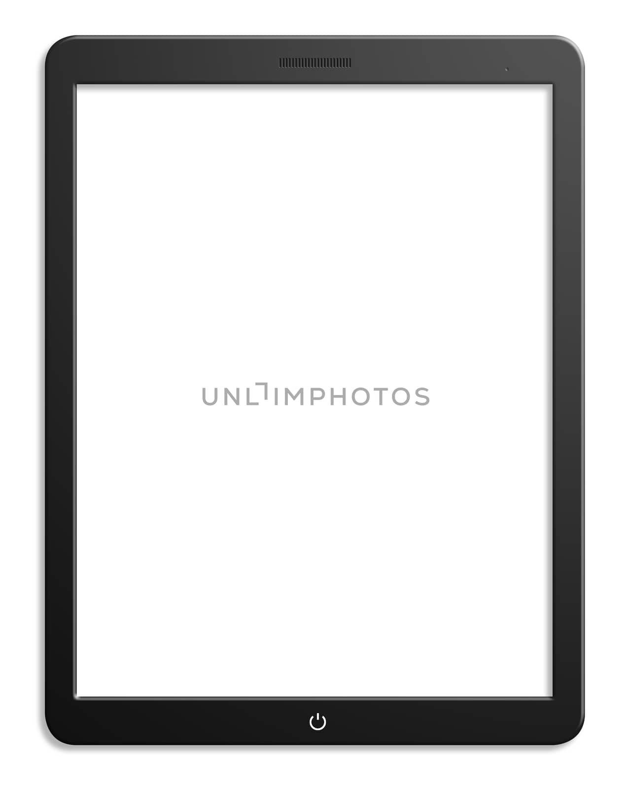 Illustration of modern computer tablet with blank screen. Isolated on white background