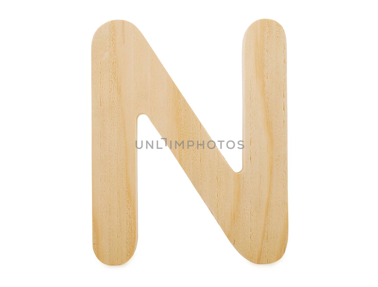 wooden letter n isolated on white, studio shot   