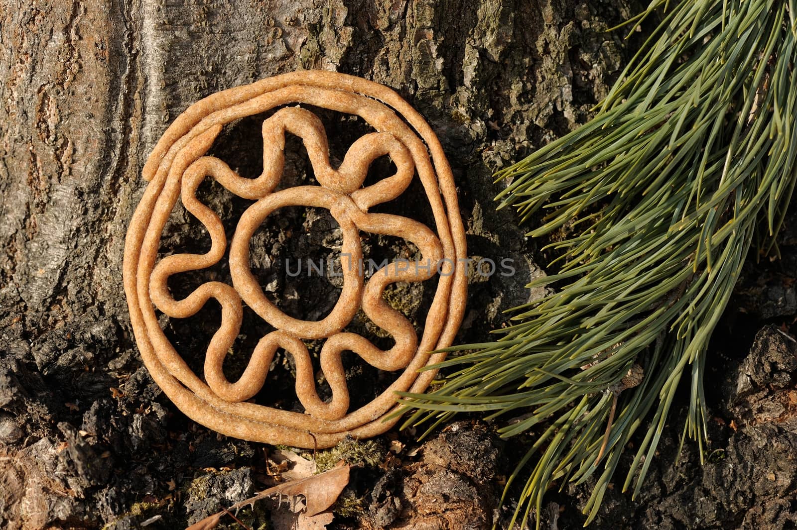 Teterki, Russian rye cookies for spring equinox selebration in nature horizontal