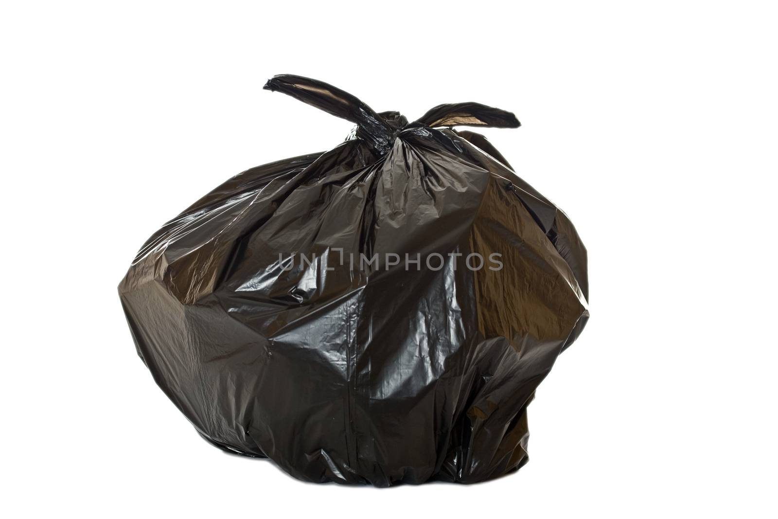 Close up of a garbage bag on white background with clipping path