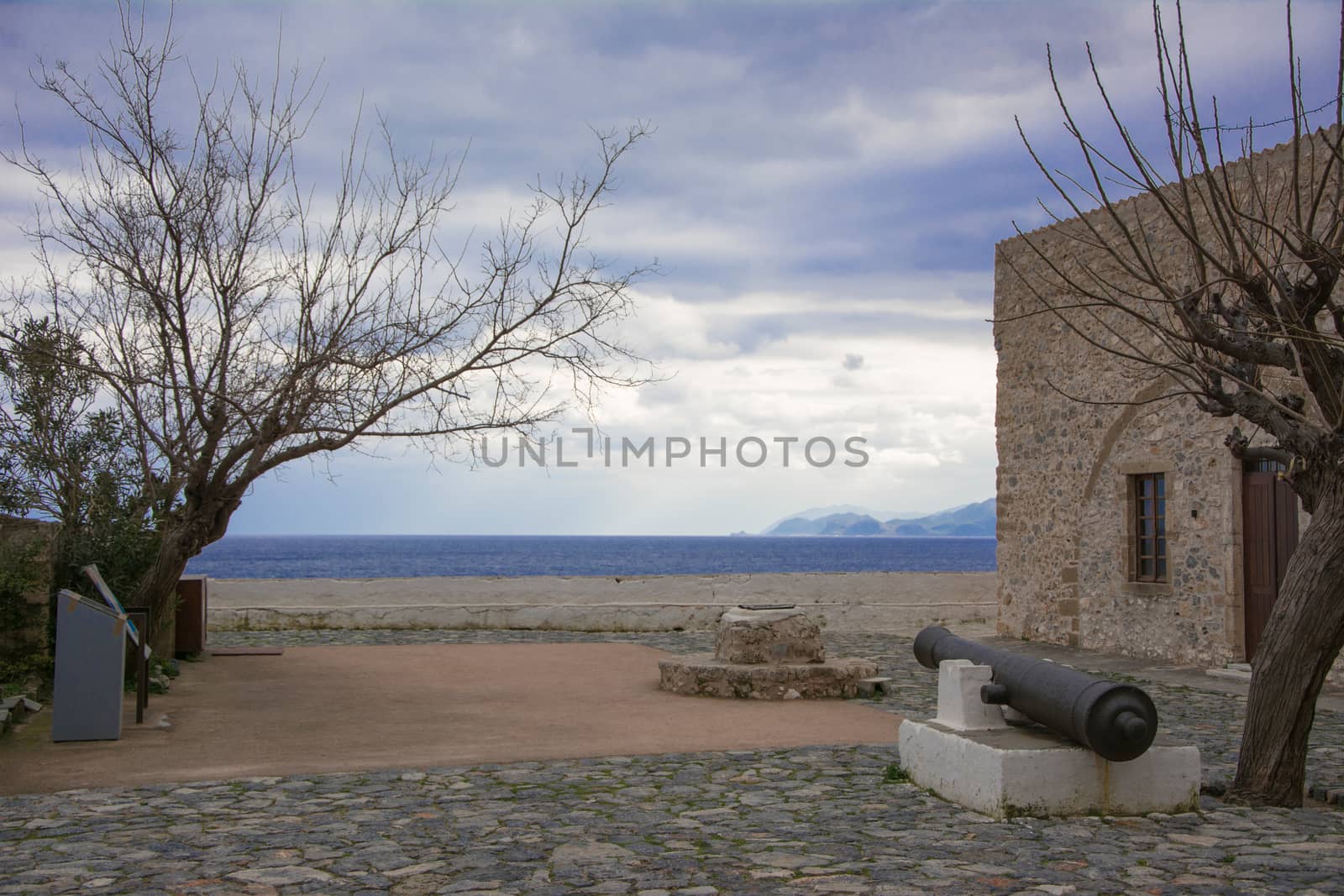 View of the canon in Monemvasia, Greece.