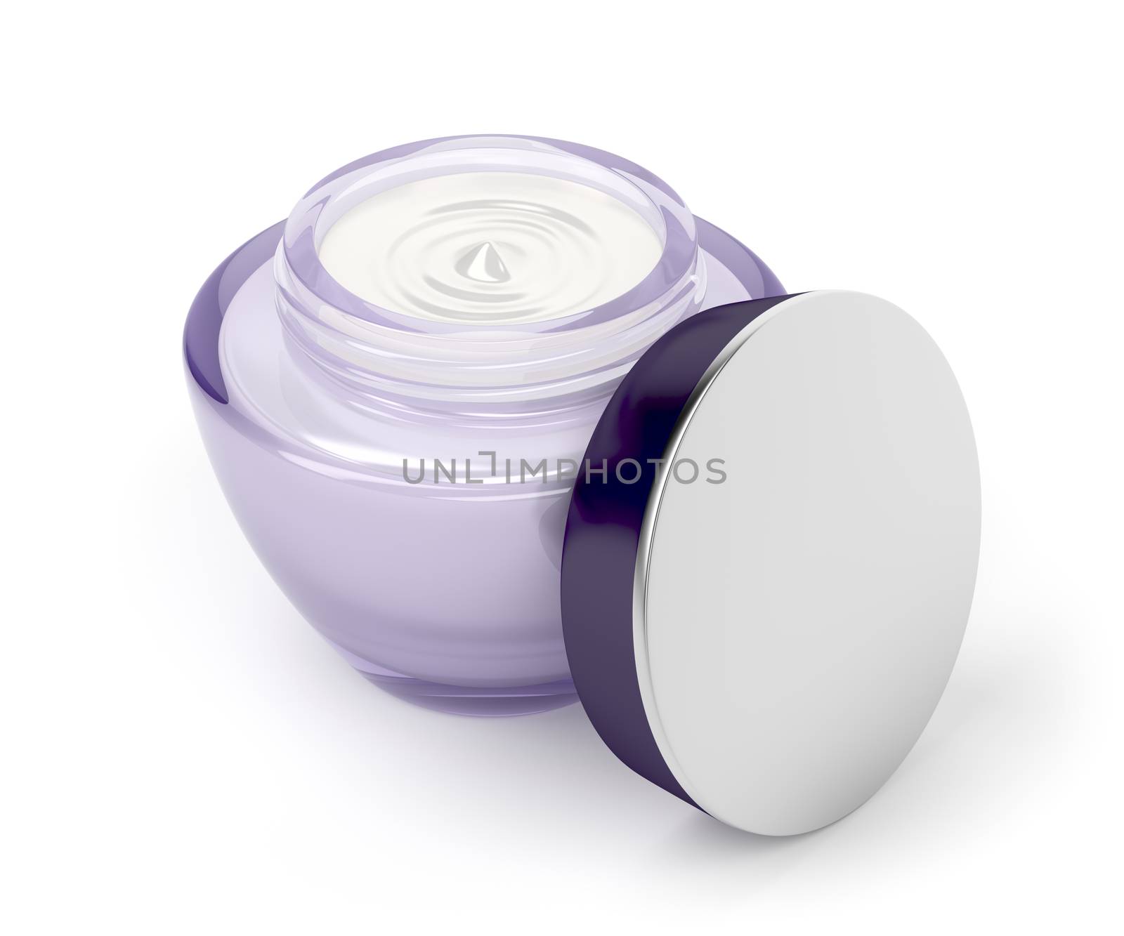 Open anti-aging cream on white background