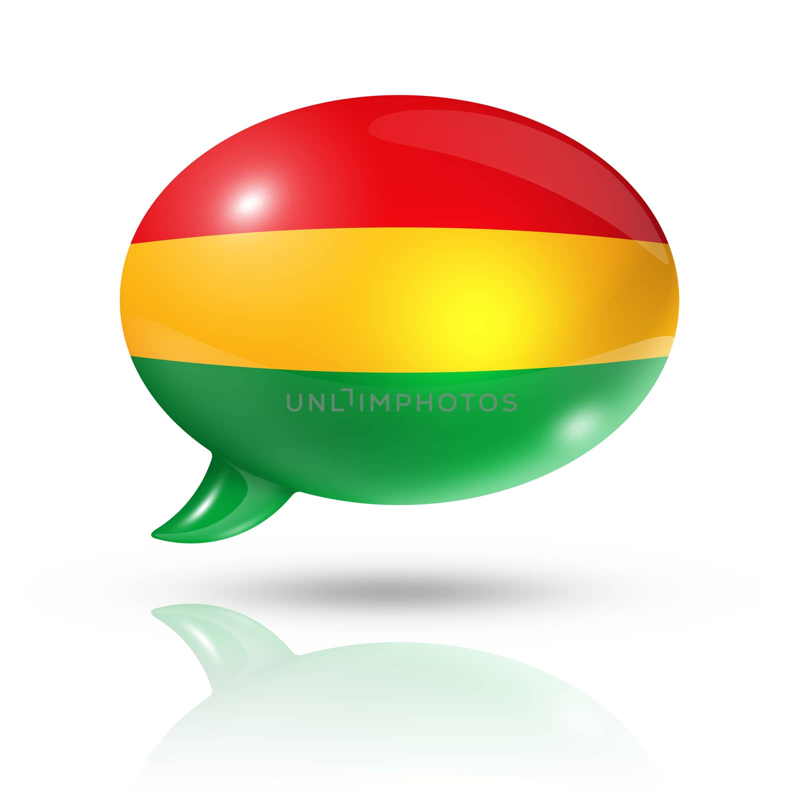 three dimensional Bolivia flag in a speech bubble isolated on white with clipping path
