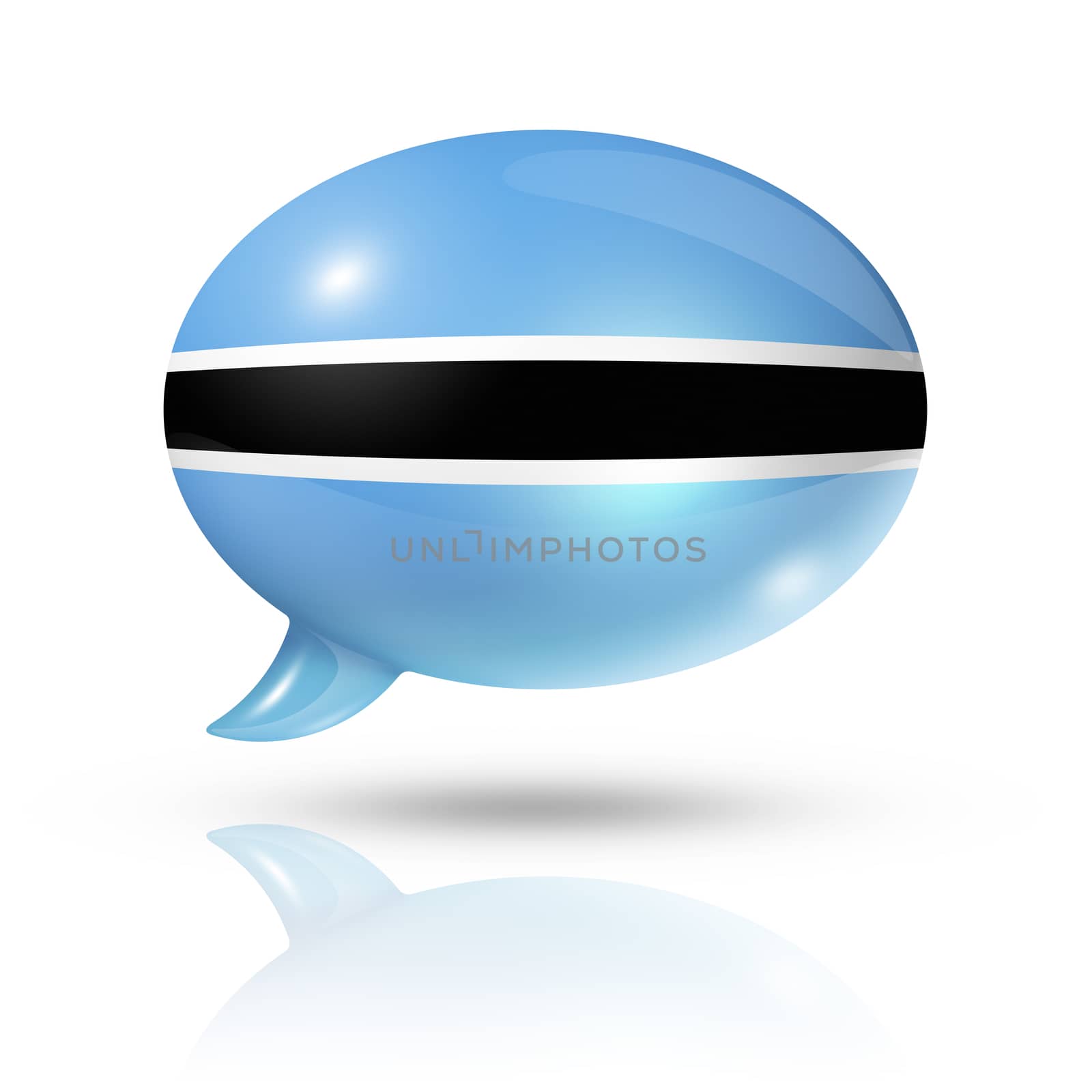 three dimensional Botswana flag in a speech bubble isolated on white with clipping path