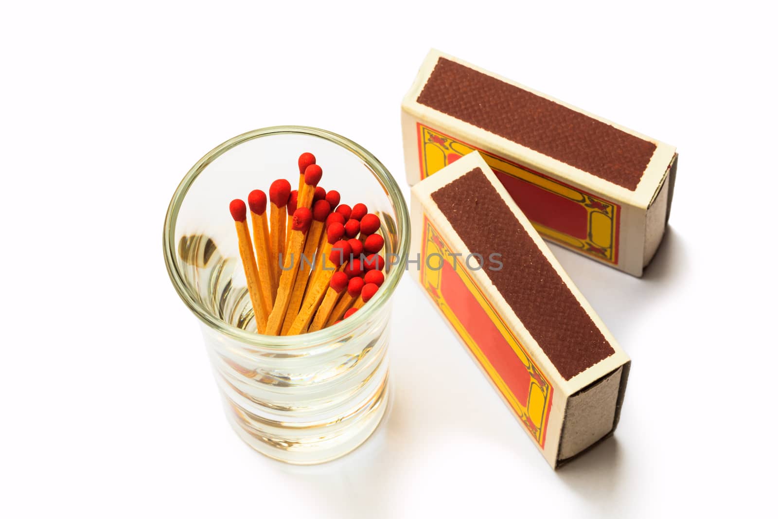 Matches and Matches Box on white background