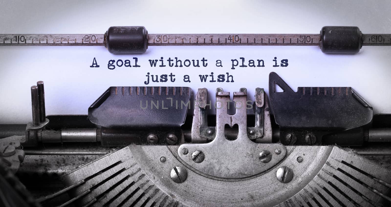 Vintage inscription made by old typewriter, a goal without a plan is just a wish
