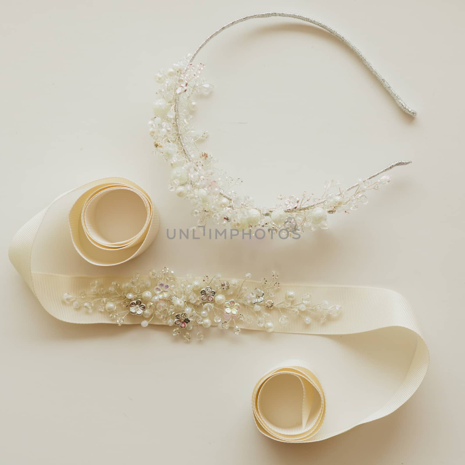 The composition of beautiful wedding accessories bride