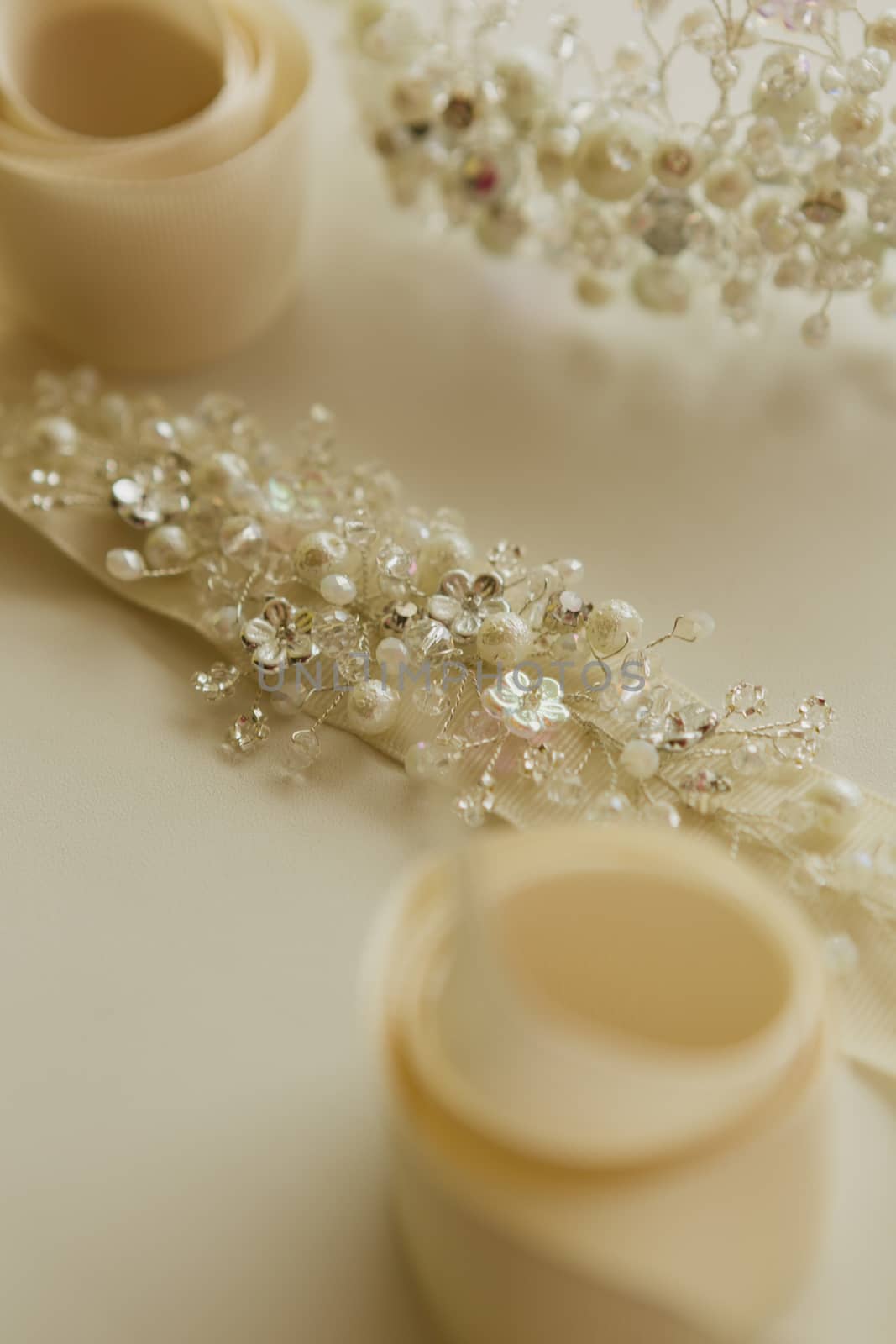 The composition of beautiful wedding accessories bride