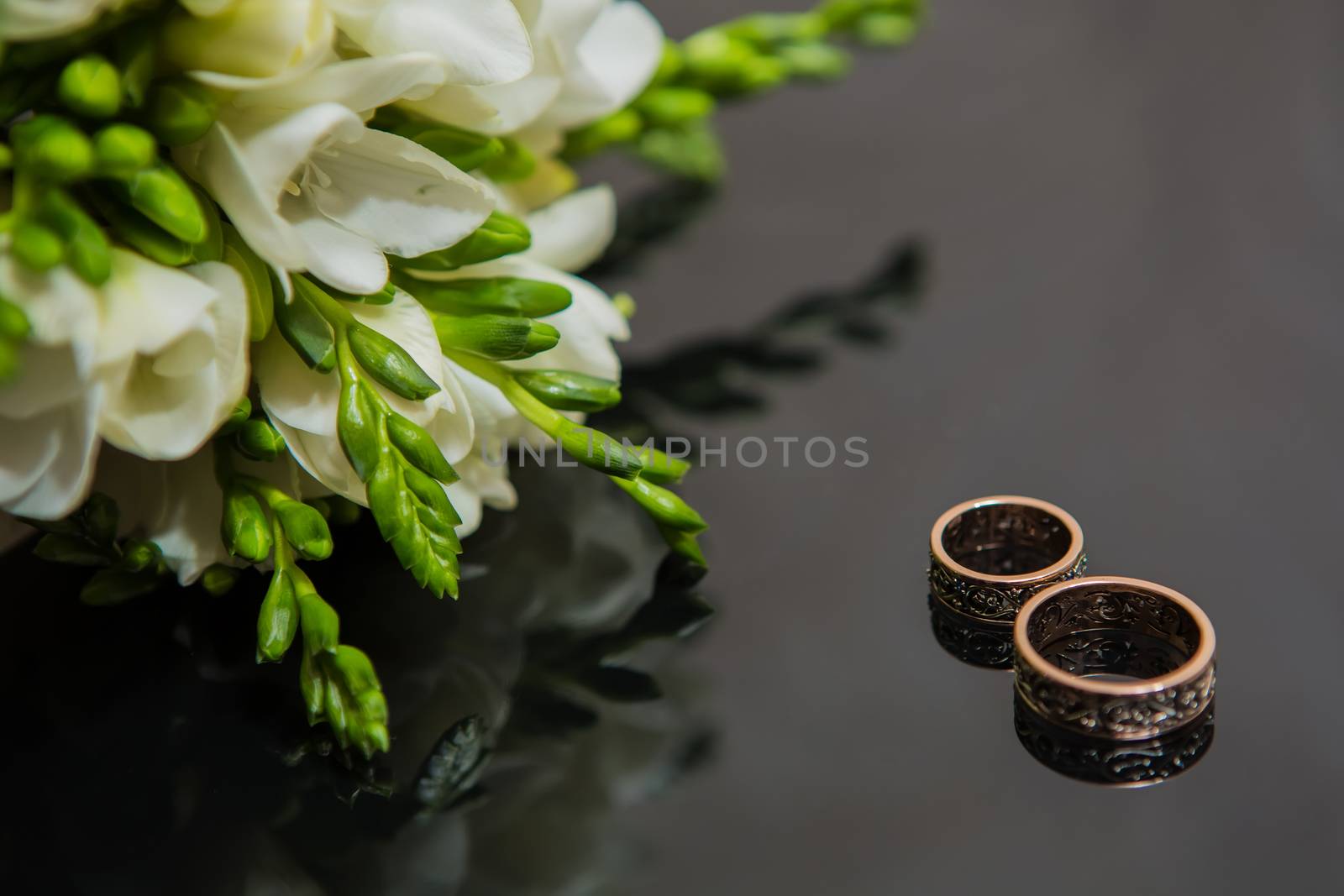 Two wedding rings in infinity sign. Love concept. by sarymsakov