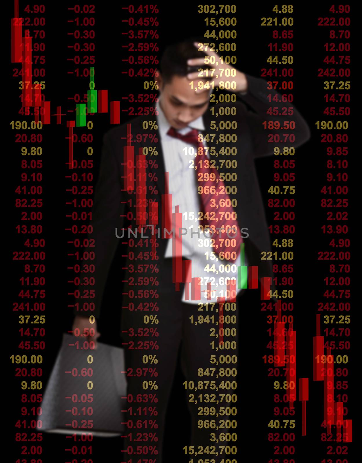 business man in bear market stock investment concept