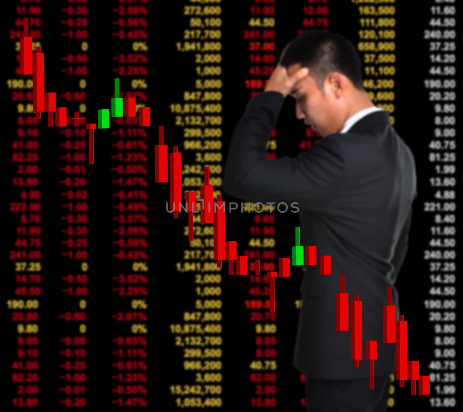 business man in bear market stock investment concept