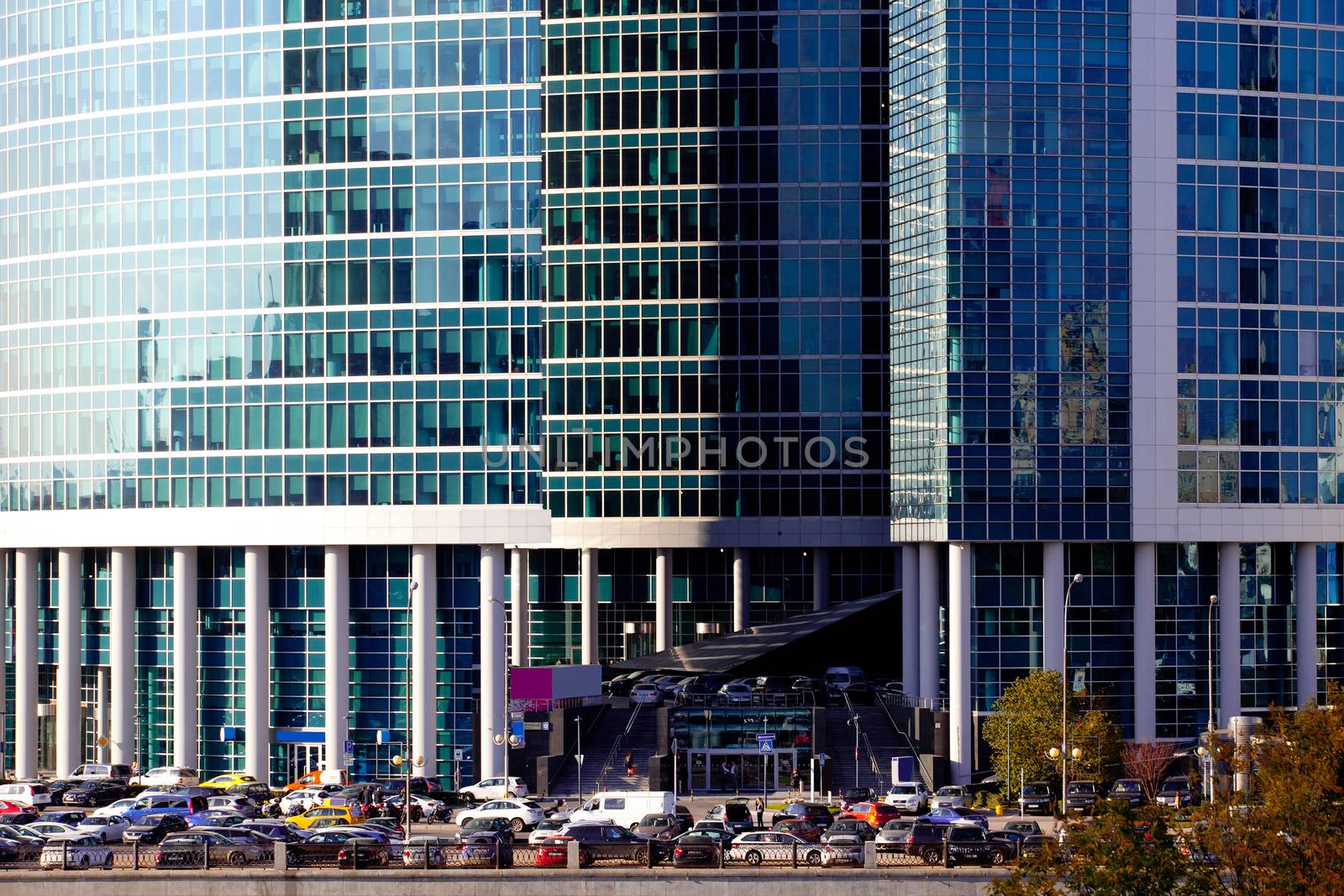 Moscow, Russia 17.09.2014,  facade of the building, a business center Moscow-City, editorial use only