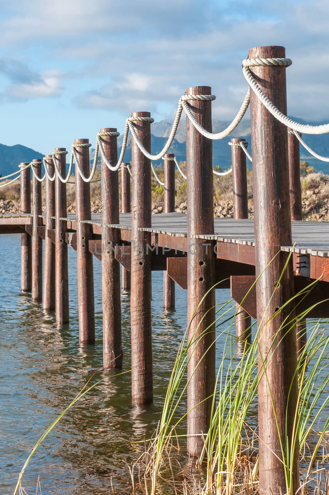 Dam with jetty near Somerset West in the Western Cape Province of South Africa
