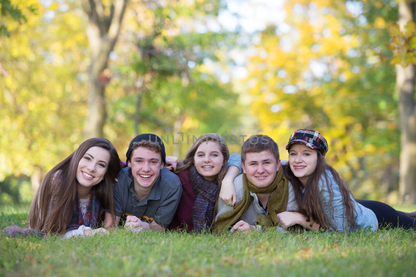 Group of Five Teens Outdoors by Creatista