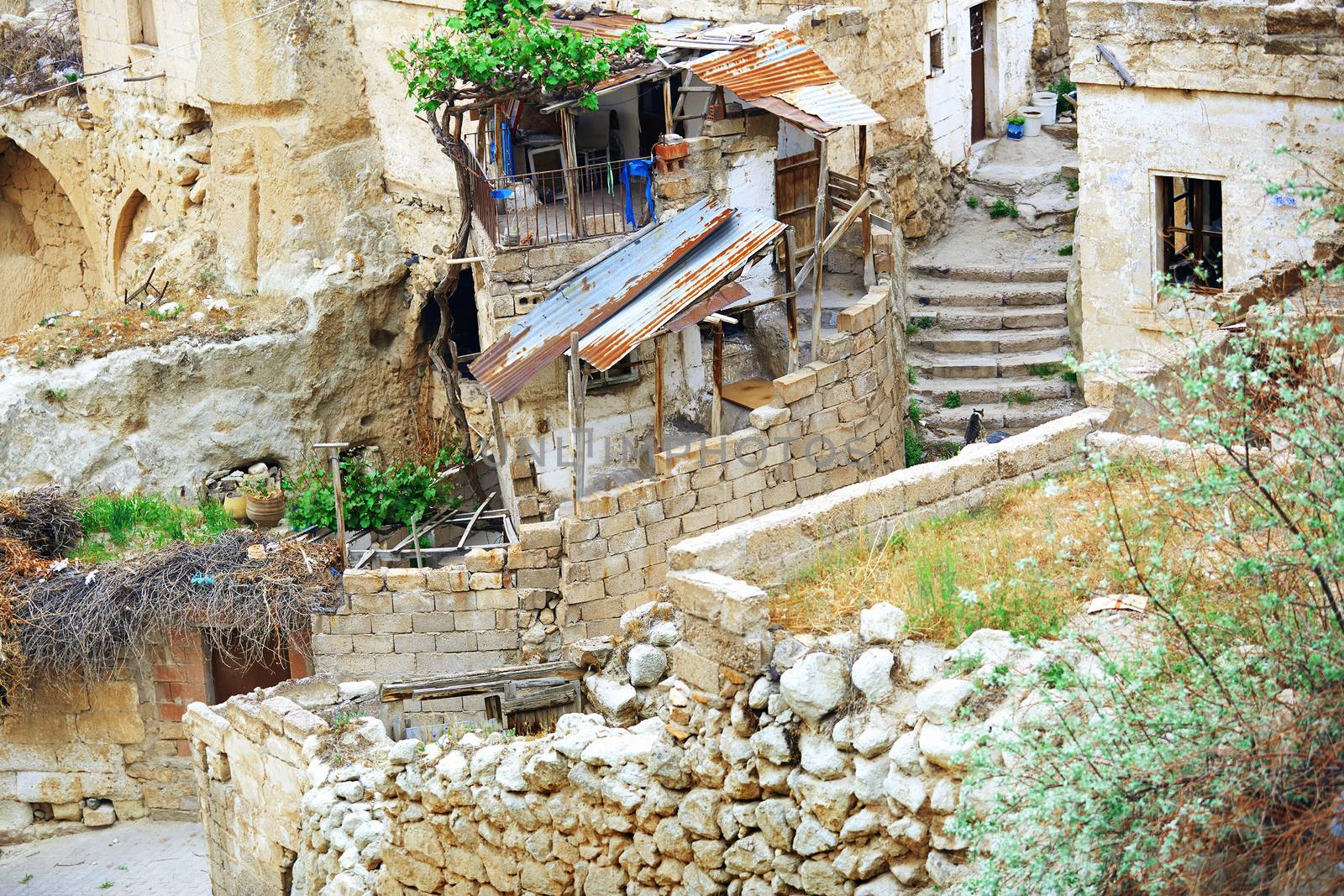 Old houses of Cappadocia, Turkey. Horizontal photo
