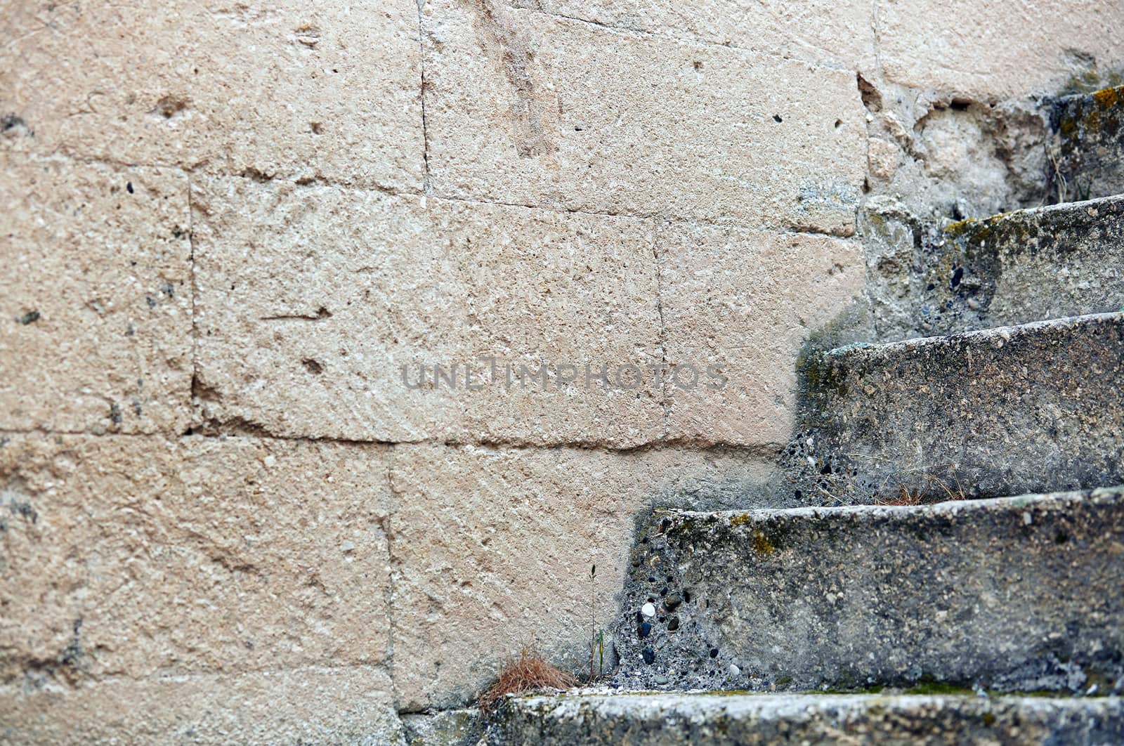 Stony staircase of old building. Horizontal photo