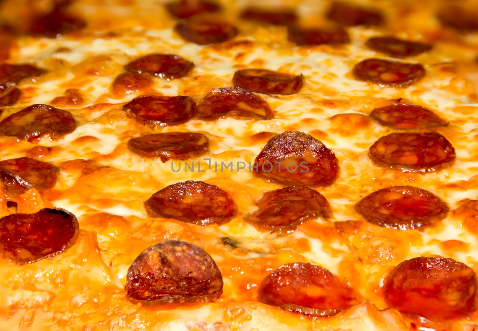 Pepperoni pizza closeup by Stootsy