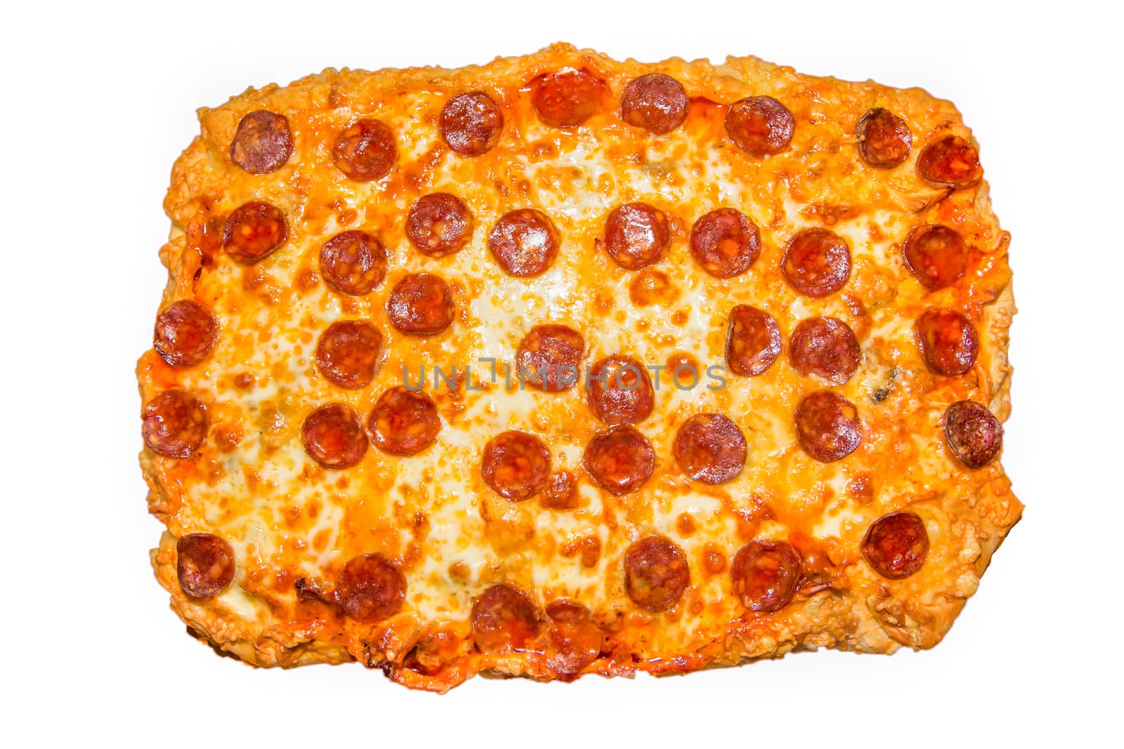 Picture of a big homemade pepperoni pizza