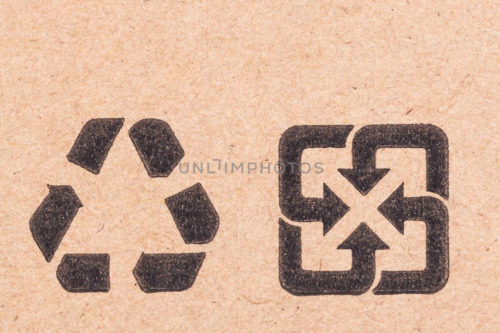 recycling green dot symbol fragile on cardboard box