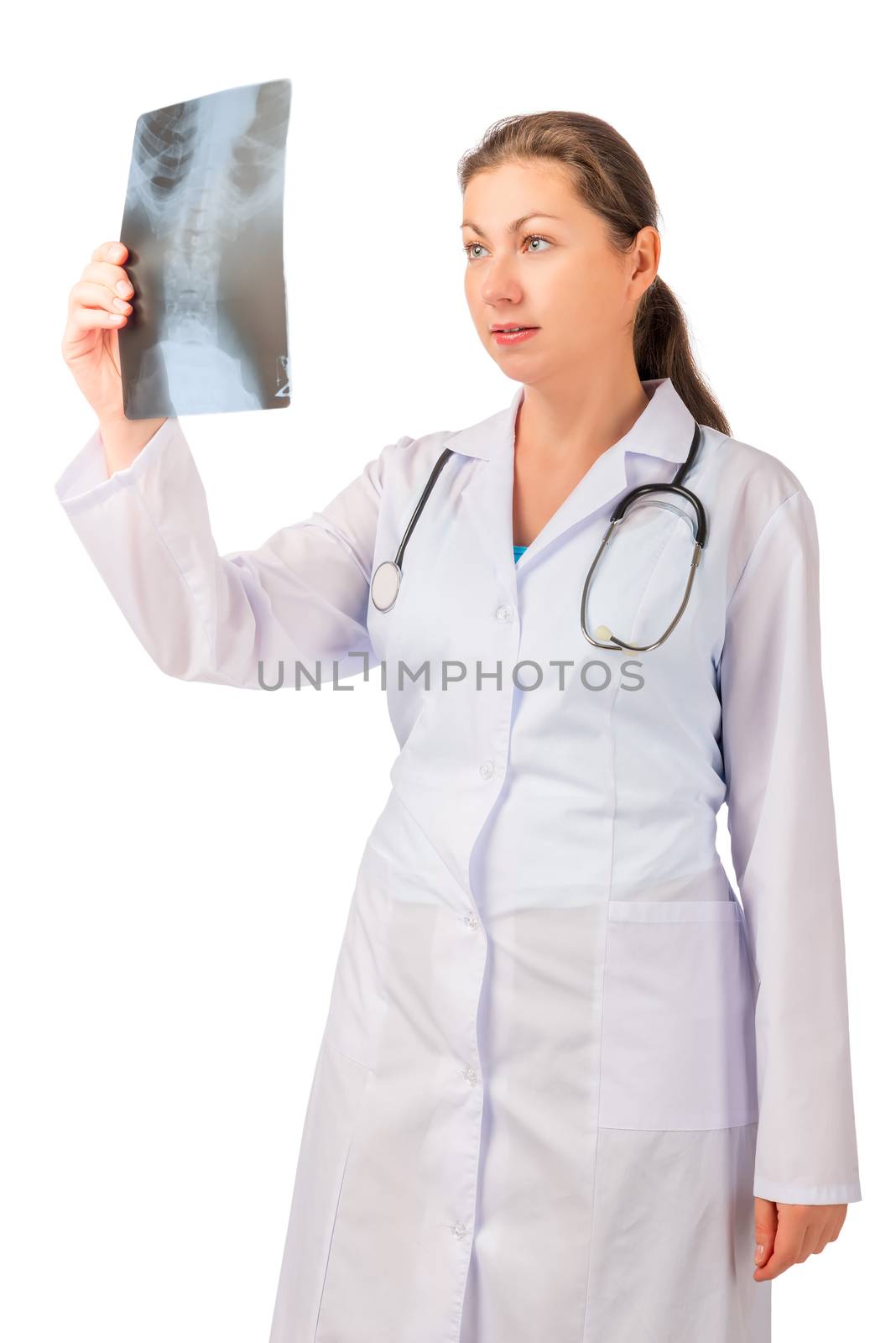 physician radiologist examines the skeleton picture