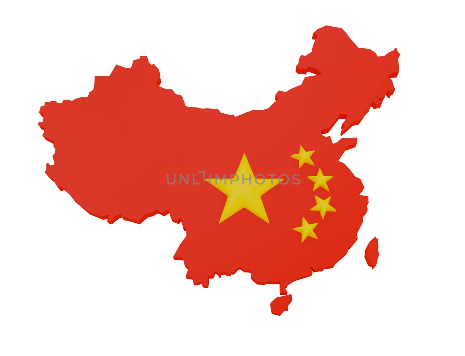 Flag of China inside the shape of the map of China
