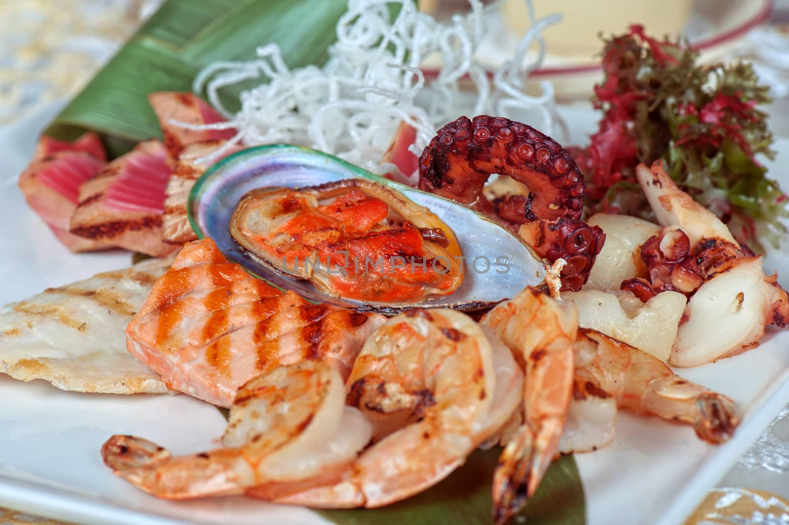 Assortment of seafood mix dish