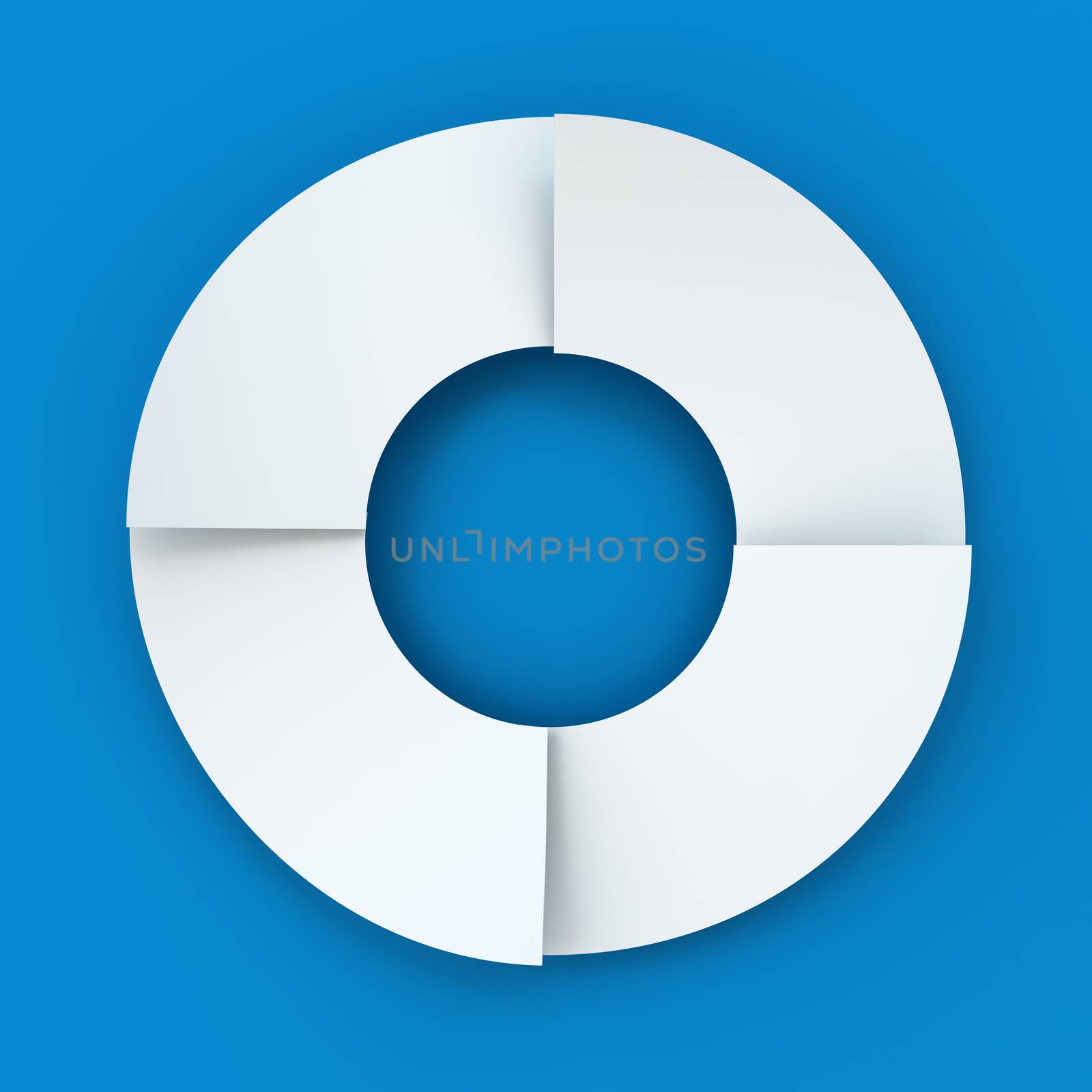 Four steps infographic circle, 3d render, blue background