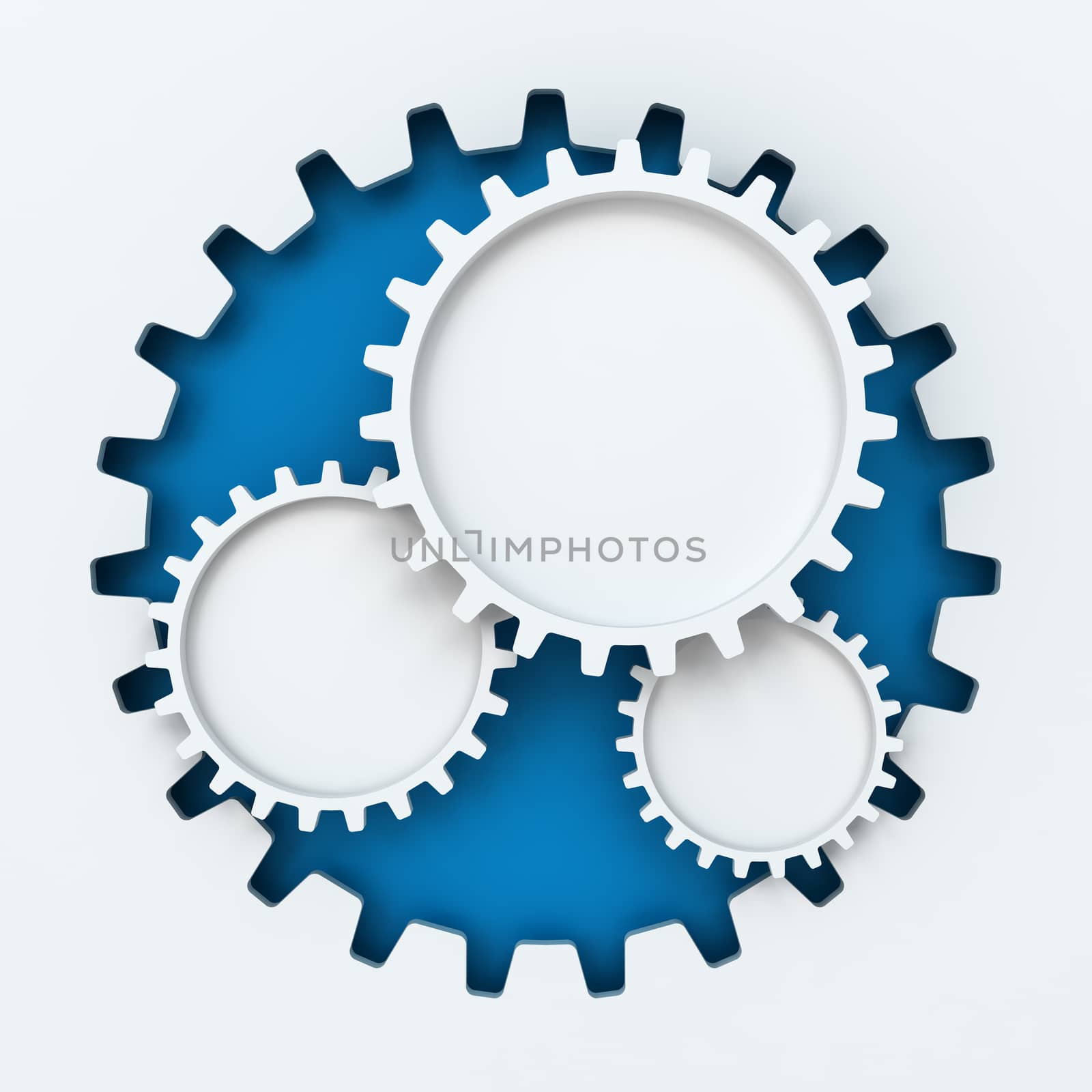 Gear paper cutout infographic with copyspace, white background