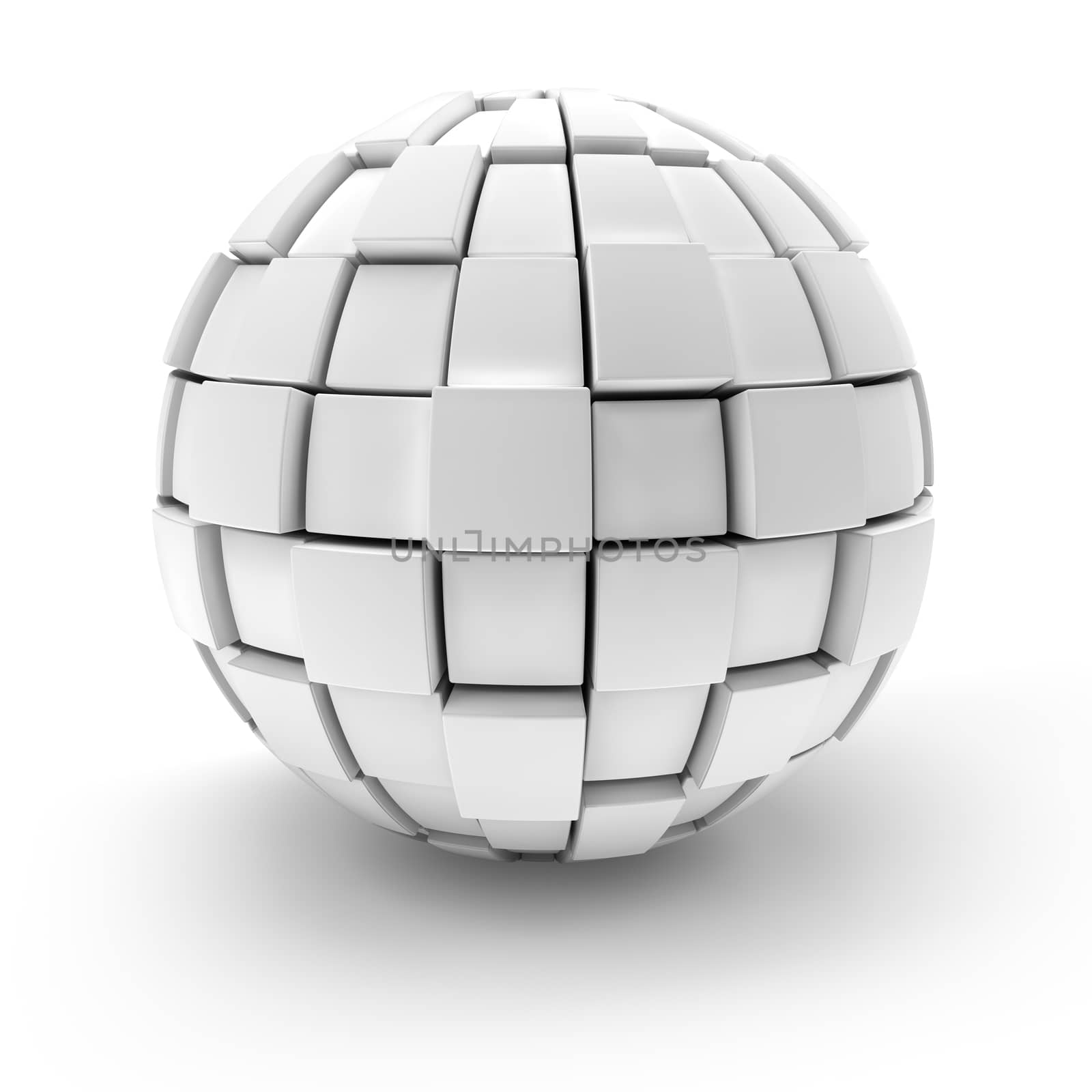 Blank sphere formed by blocks, 3d render by ymgerman