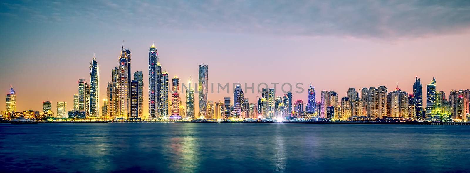 Panoramic view of Dubai, special photographic processing, UAE.