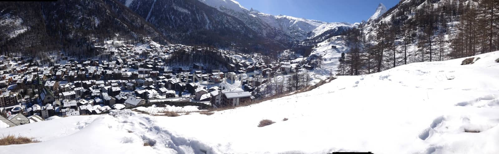 Panorama photo from a beautiful view of Zermatt