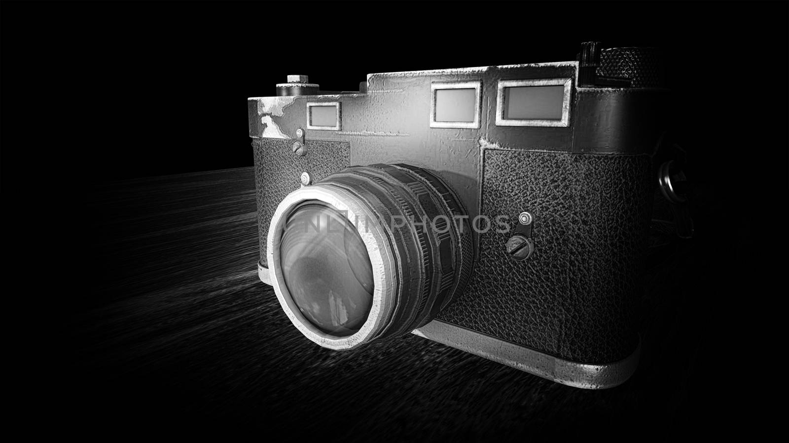 Black and white old photo camera 