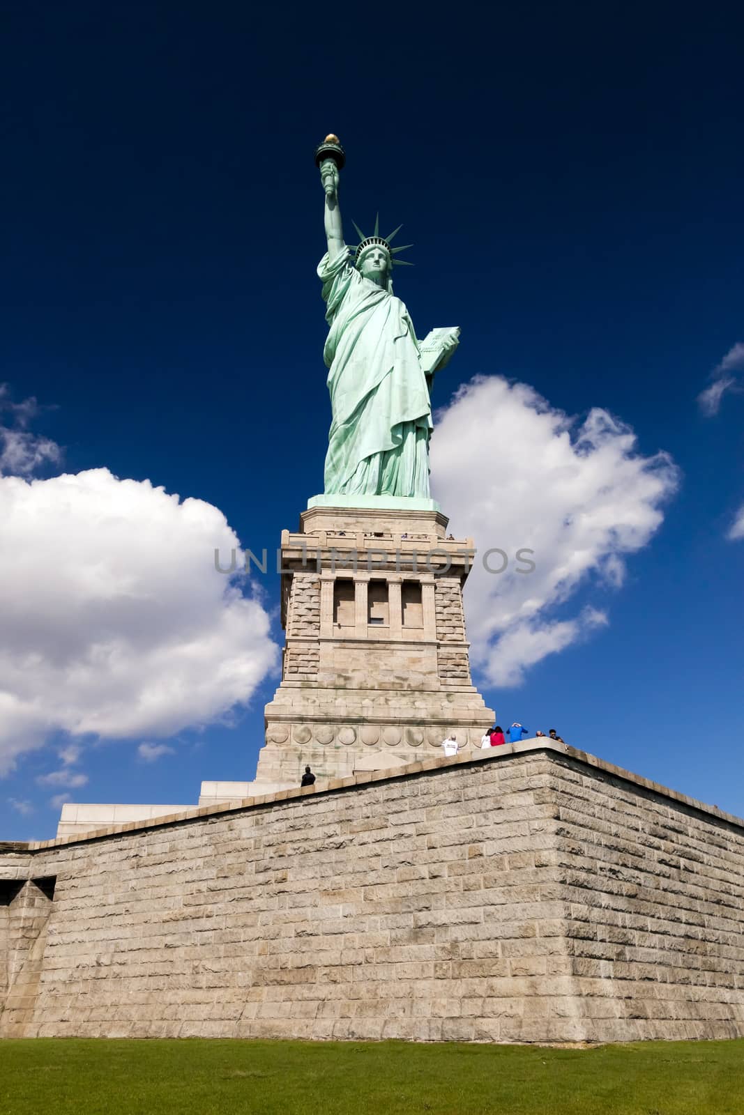 USA, New York, October 8, 2014: Statue of Liberty at New York City is given the USA by France in 1885, standing at Liberty Island at Hudson river in New York.