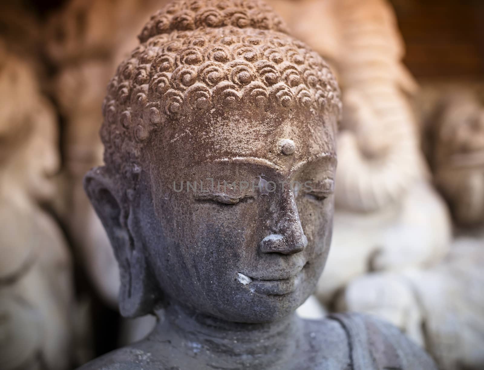 The old stone Buddha statue. Indonesia, Bali.
