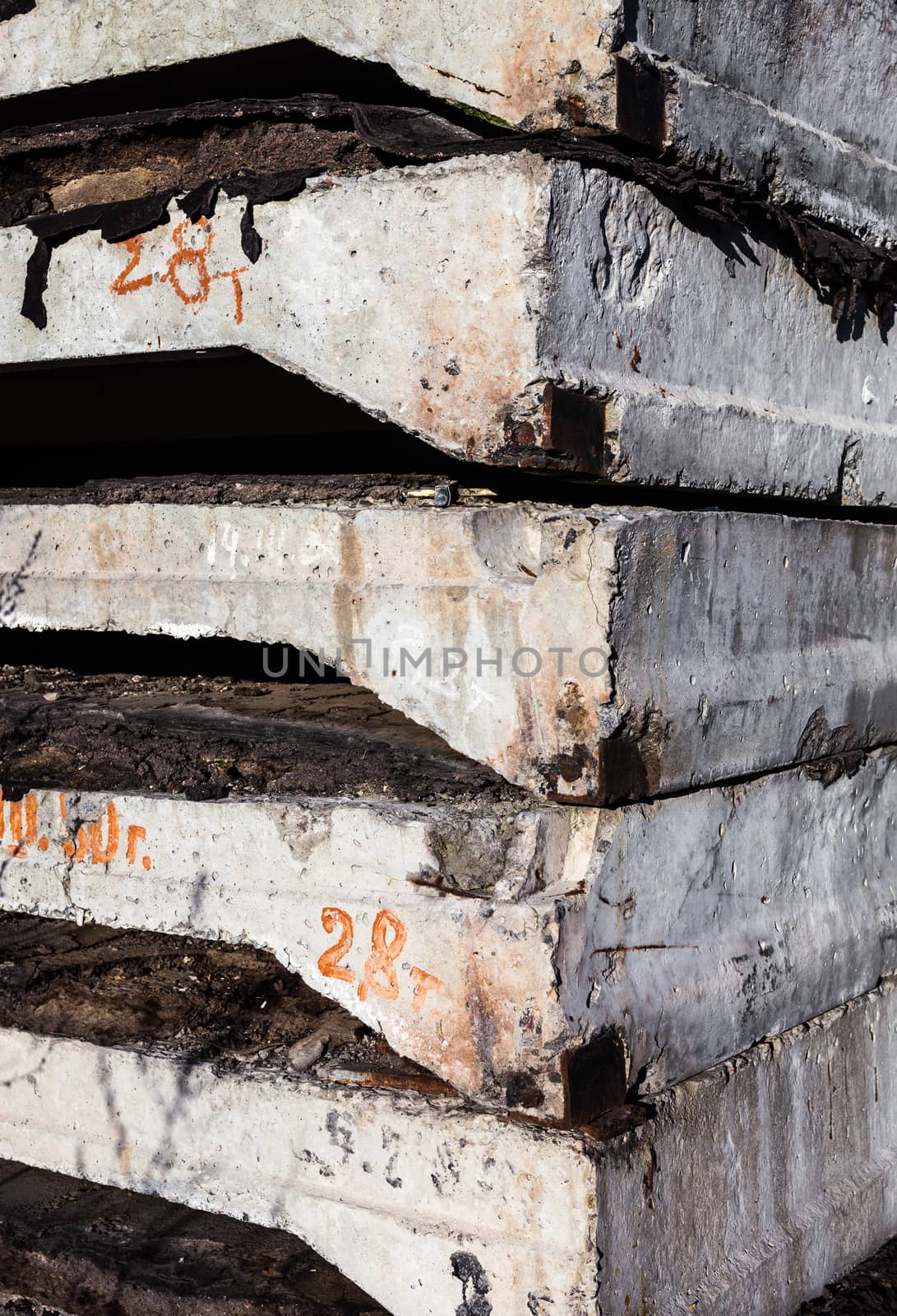 Stack of concrete blocks on the construction site.