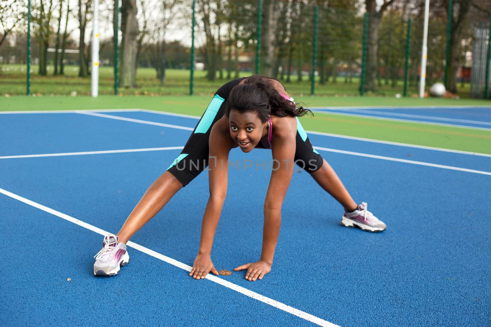 young woman stretching