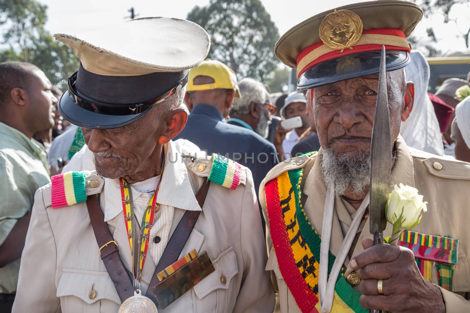 A war veteran with medals celebrates the 119th Anniversary of Ad by derejeb