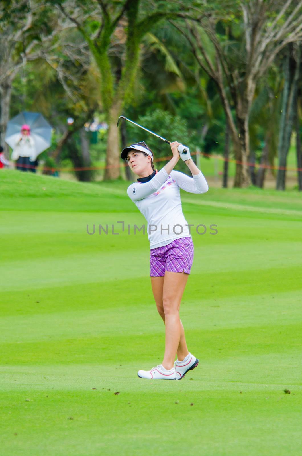 CHONBURI - MARCH 1:  Sandra Gal of Germany in Honda LPGA Thailand 2015 at Siam Country Club, Pattaya Old Course on March 1, 2015 in Chonburi, Thailand.