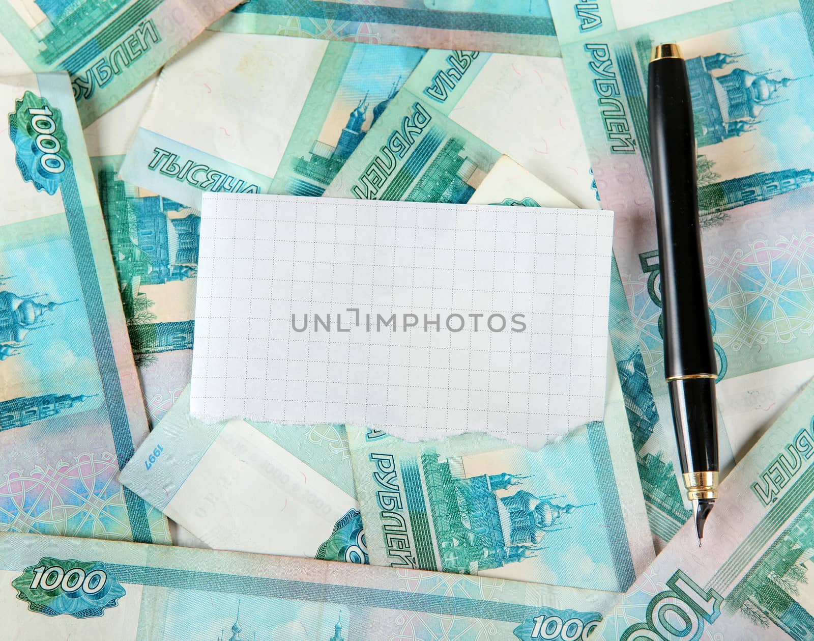 Russian Currency and Blank Paper by sabphoto